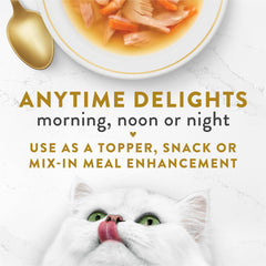 Fancy Feast aplicado en un plato encima de alimento seco para hidratación