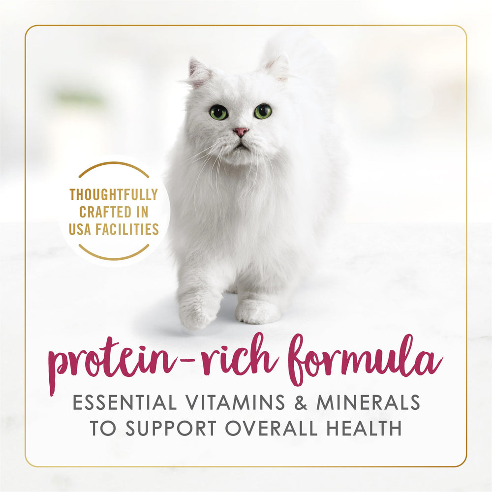 Fancy Feast etiqueta detallada que resalta ingredientes y beneficios