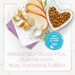 Fancy Feast ingredientes con pollo y pavo reales en detalle