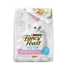 Fancy Feast empaque frontal mostrando 7 lb y aporte completo