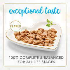 Fancy Feast lata abierta con atún desmenuzado, lista para servir