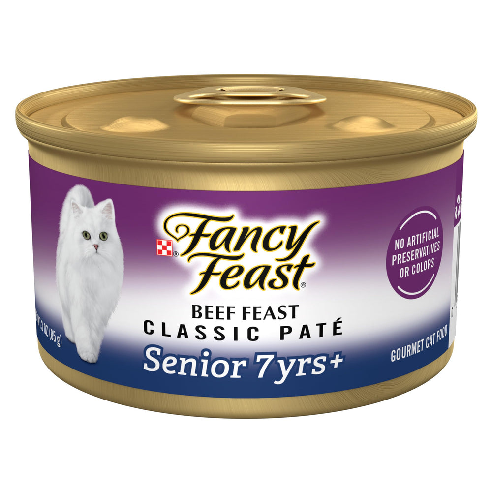 Fancy Feast lata frontal mostrando diseño y facilidad de apertura