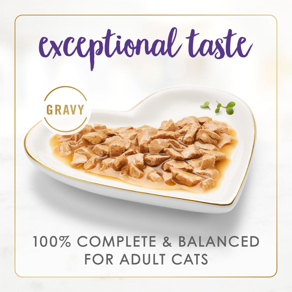 Fancy Feast open can with gravy and meat chunks for appetizing look