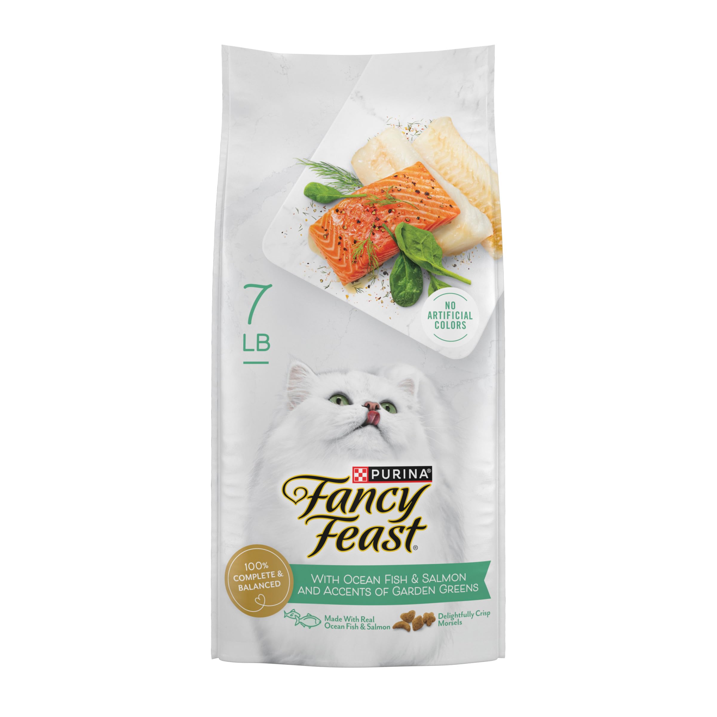 Fancy Feast Purina frente de la bolsa mostrando diseño y peso 7 lb