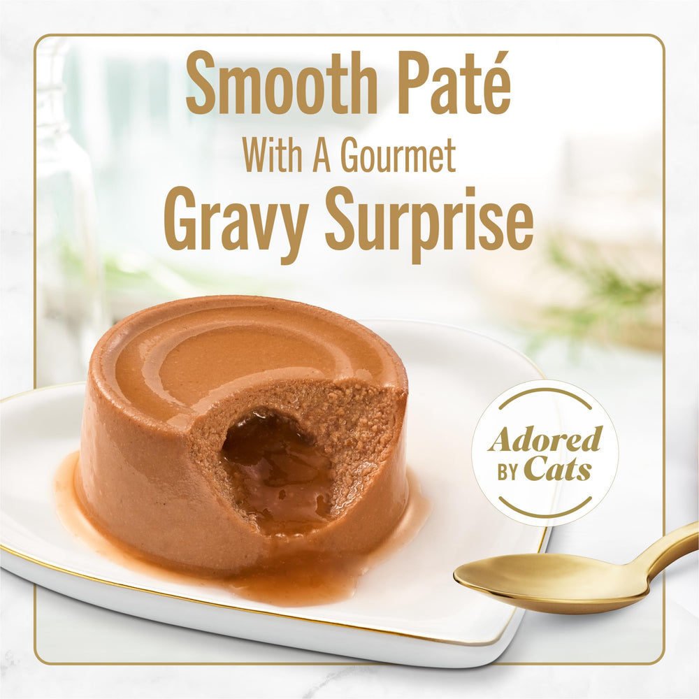Fancy Feast lata abierta con pate visible, textura apetecible