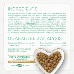 Fancy Feast Purina plato servido con croquetas mostrando apetito del gato
