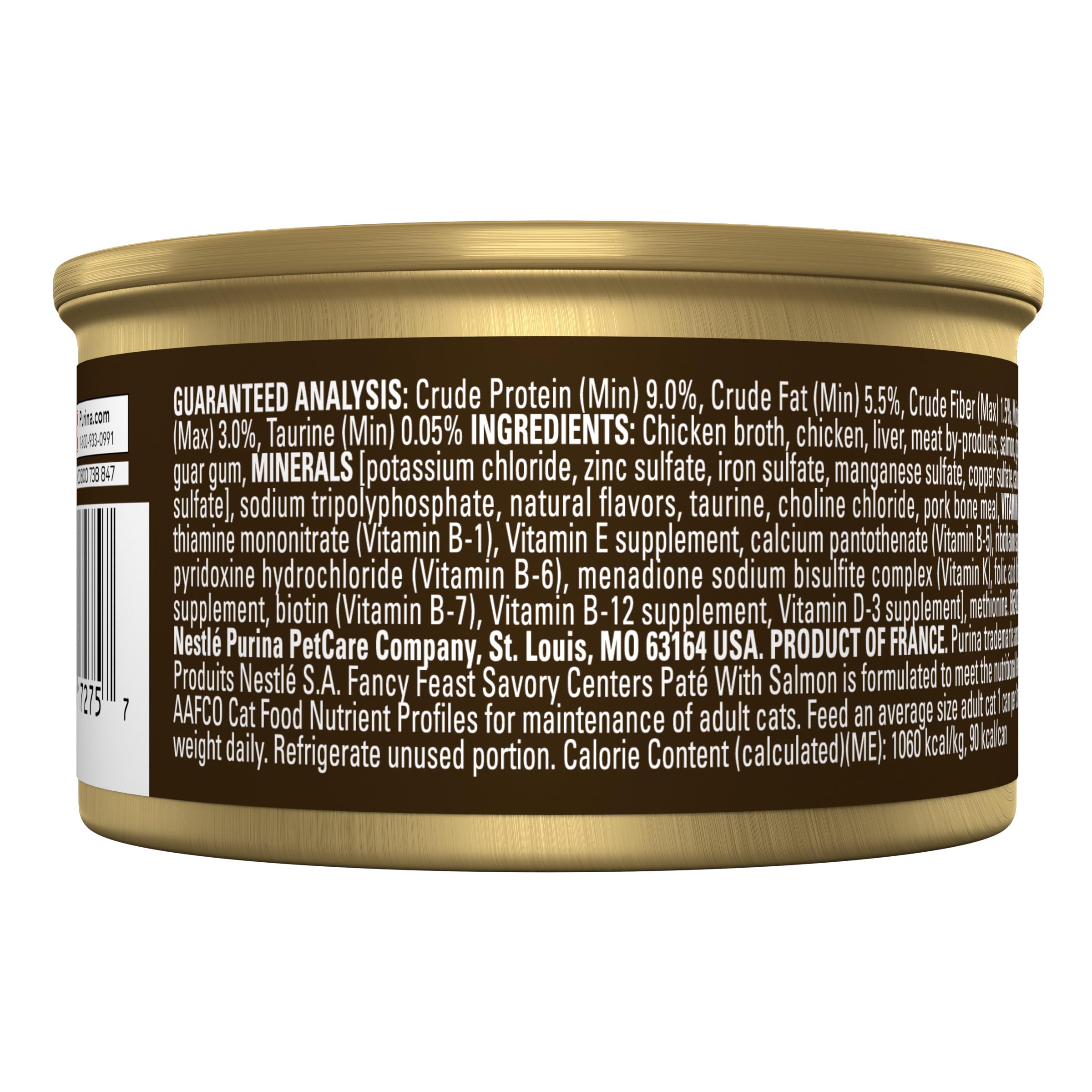 Caja abierta con pack de 24 latas Fancy Feast Salmón lista para almacenamiento doméstico