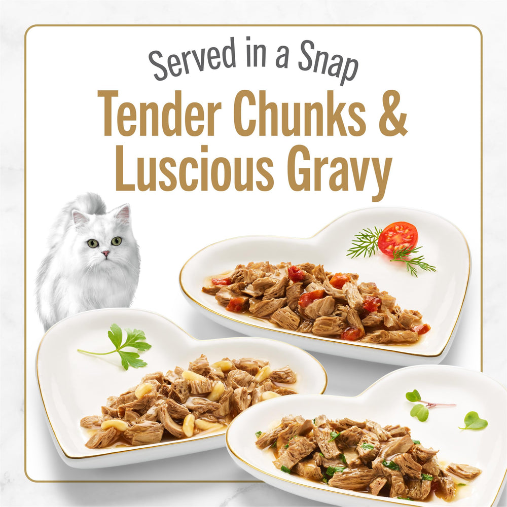 Fancy Feast detalle del gravy y textura apetecible en primer plano