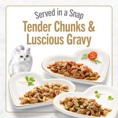Fancy Feast detalle del gravy y textura apetecible en primer plano
