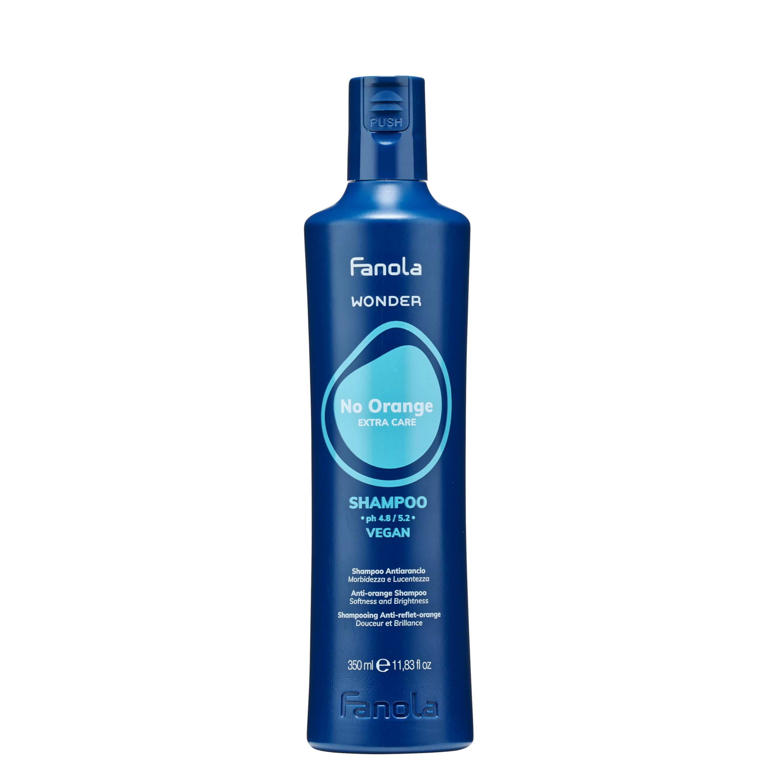 Fanola botella frontal mostrando el diseño y volumen profesional