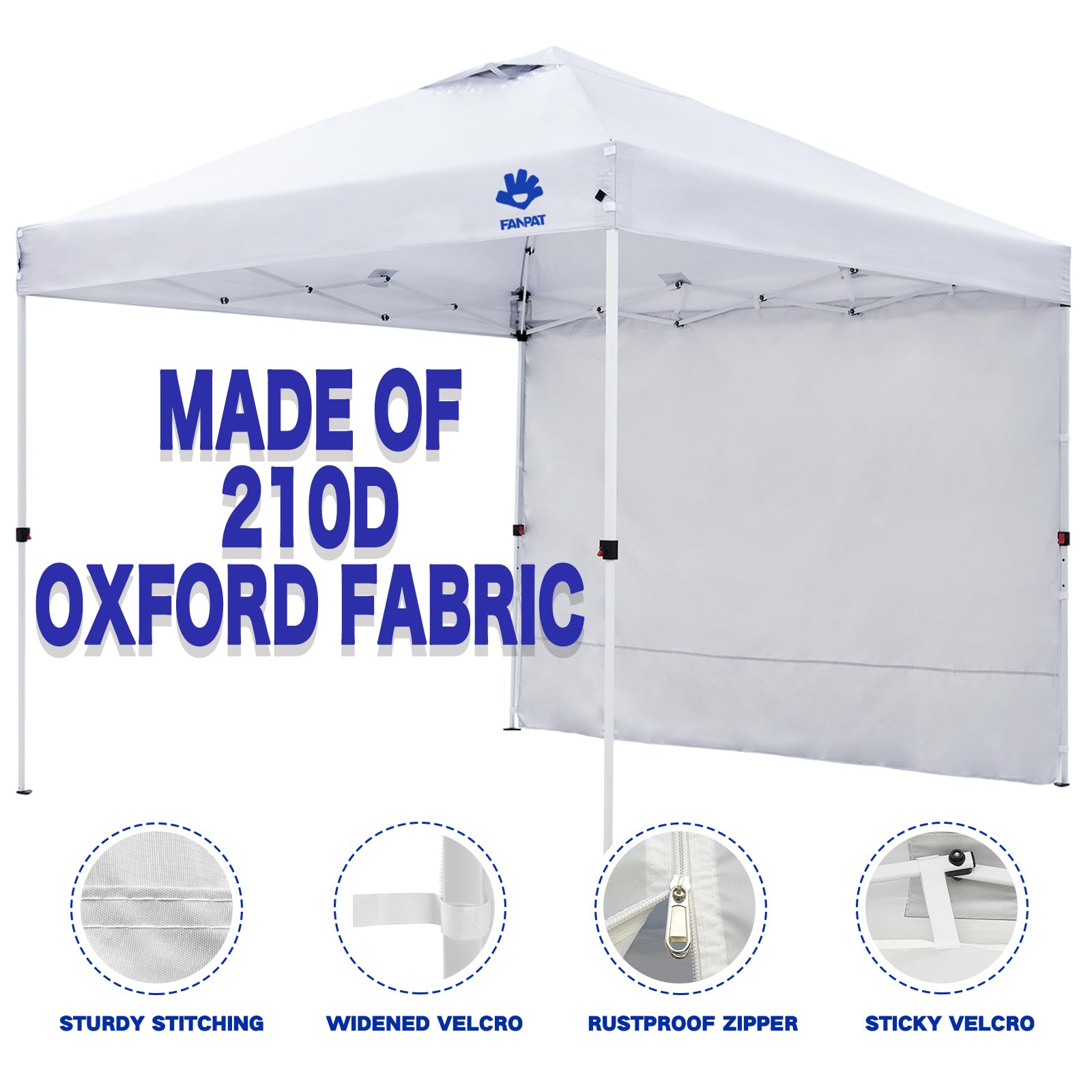 FANPAT sidewall next to measuring tape showing 118x86 inch fit
