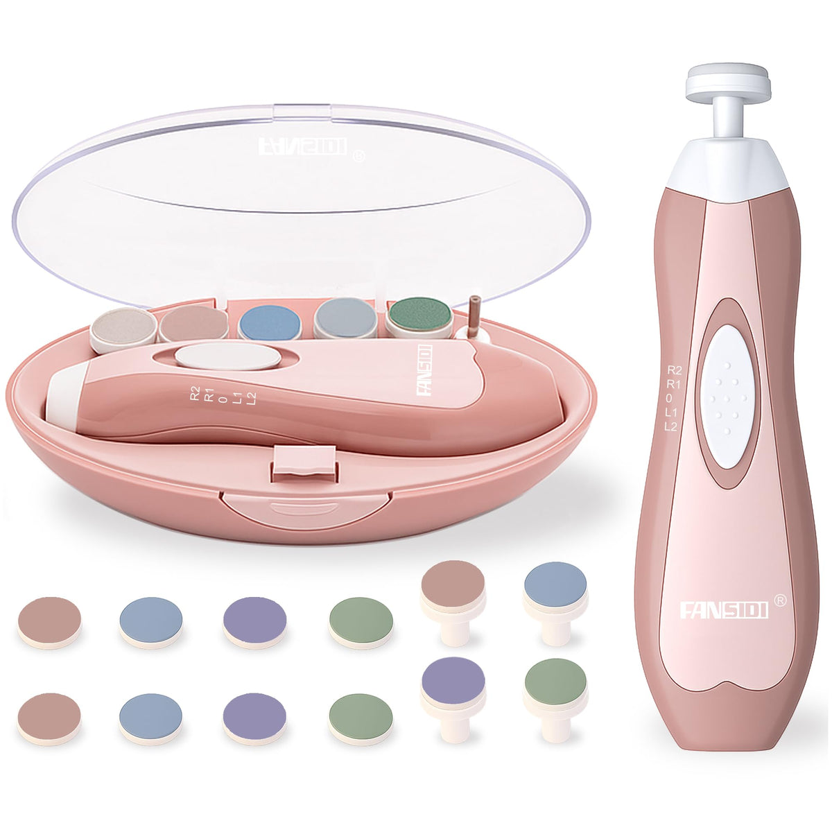 Fansidi vista frontal del dispositivo rosa mostrando diseño compacto y agarre antideslizante