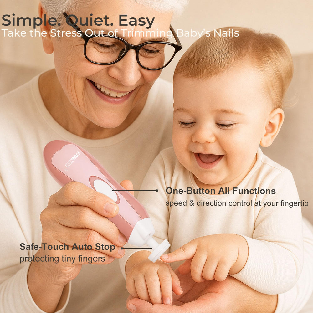 Fansidi comparación de tamaño junto a una mano adulta para mostrar ergonomía