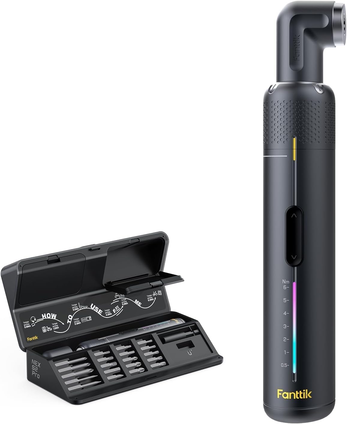Fanttik S2 Pro vista frontal compacto y elegante, facilita el atornillado rápido