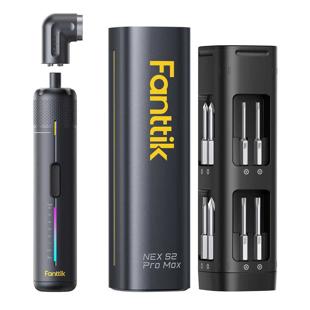 Fanttik S2 Pro Max vista frontal con embalaje mostrando kit completo y portabilidad