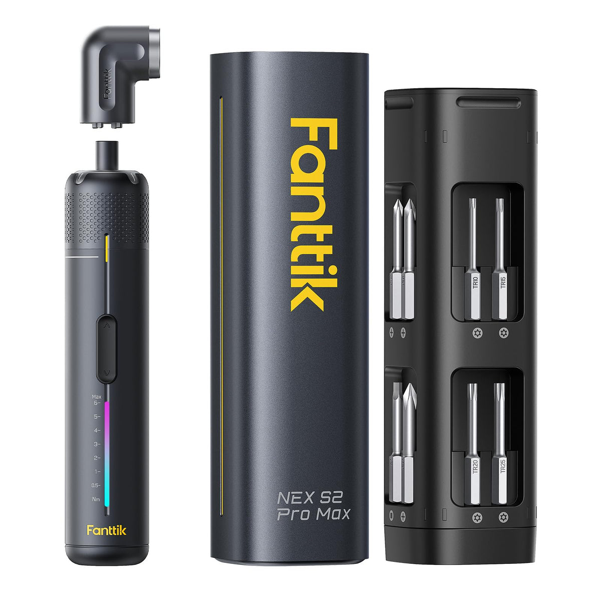Fanttik S2 Pro Max vista frontal con embalaje mostrando kit completo y portabilidad