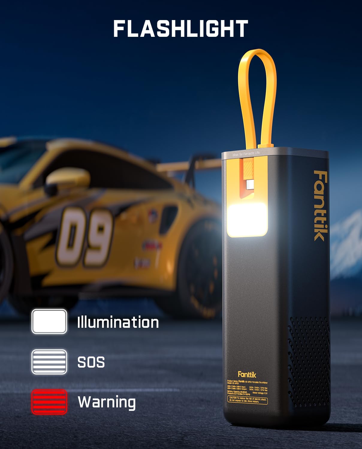 Fanttik X9 APEX linterna y estroboscopio activos para emergencia vial