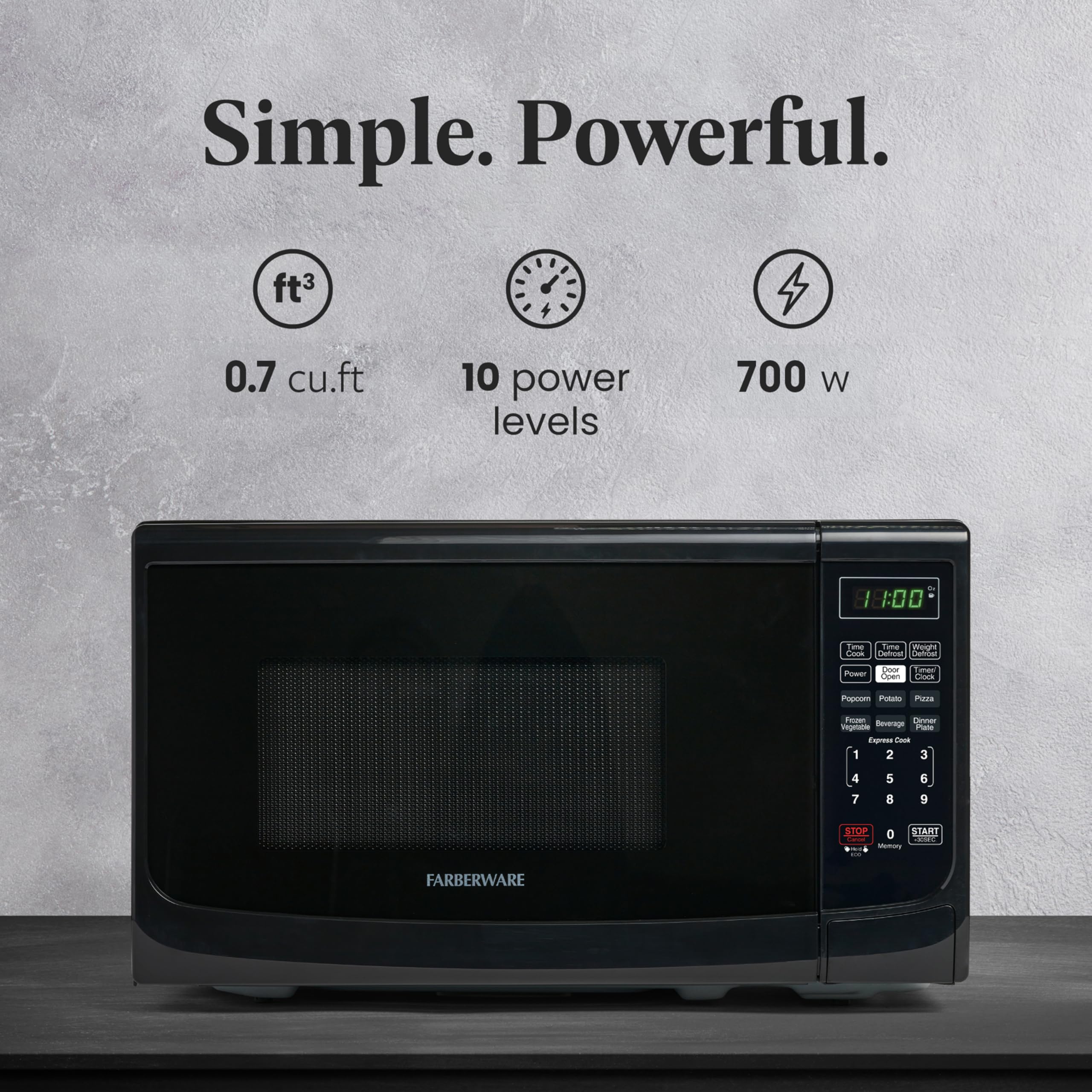 Farberware panel digital destaca controles fáciles para cocinar rápido