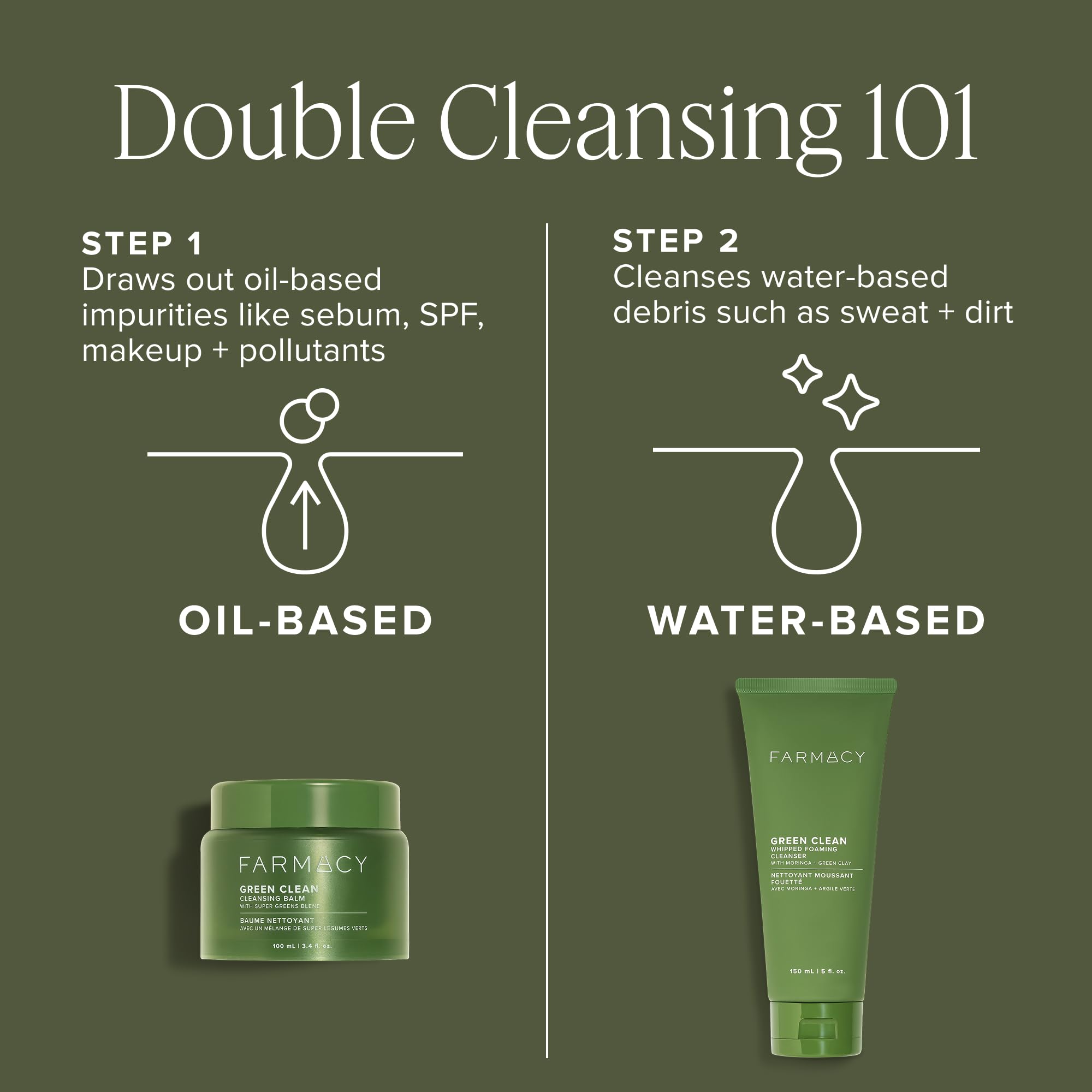 Farmacy Green Clean en estantería de baño sugiriendo uso diario