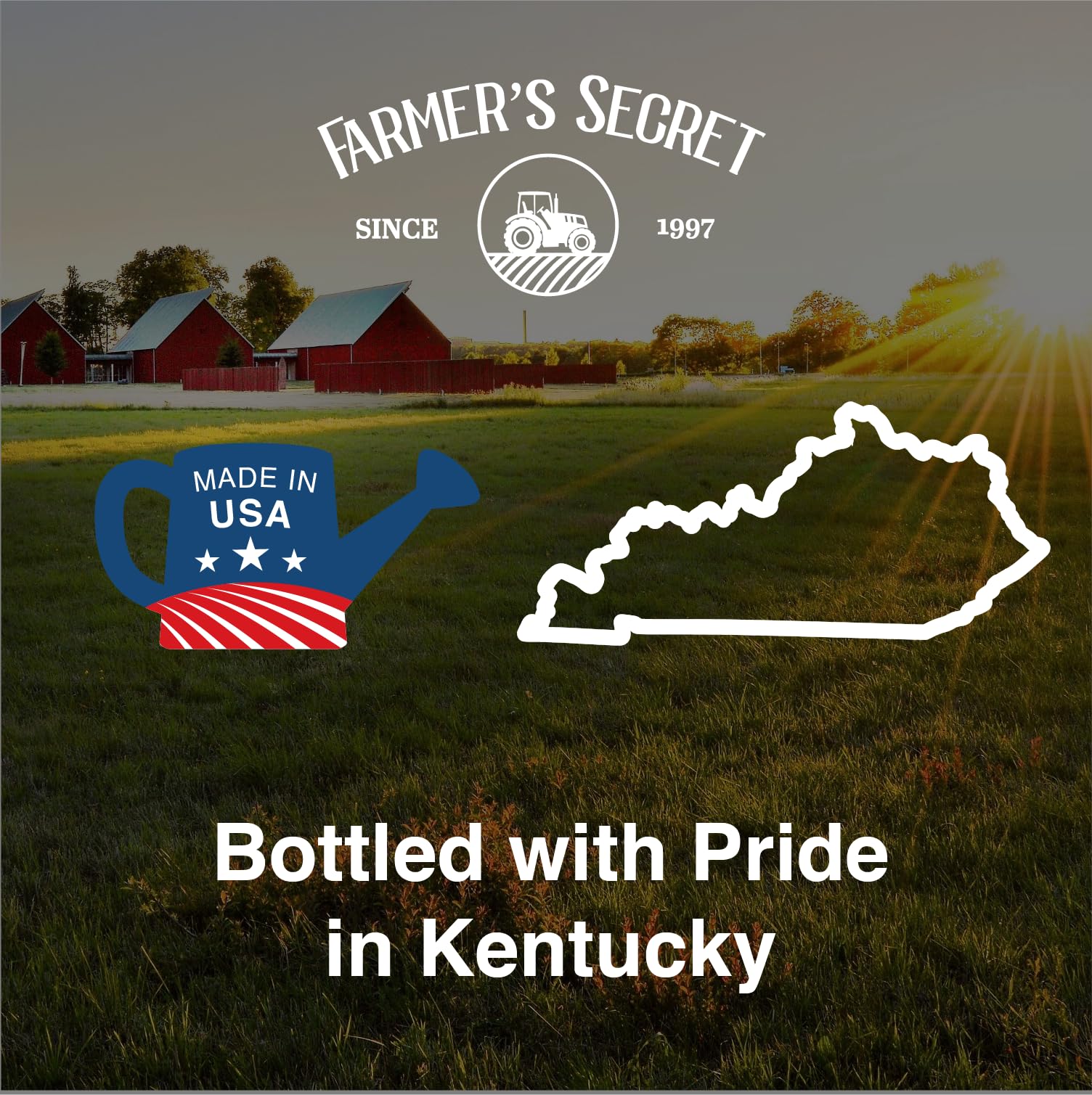 Farmer's Secret botella junto a una regla para comparar tamaño 32 oz