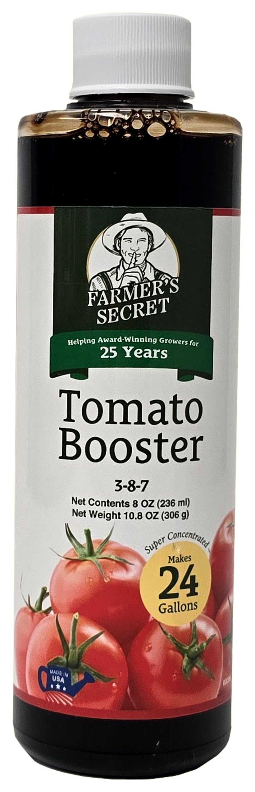 Farmer's Secret frasco frontal mostrando etiqueta y beneficio de crecimiento