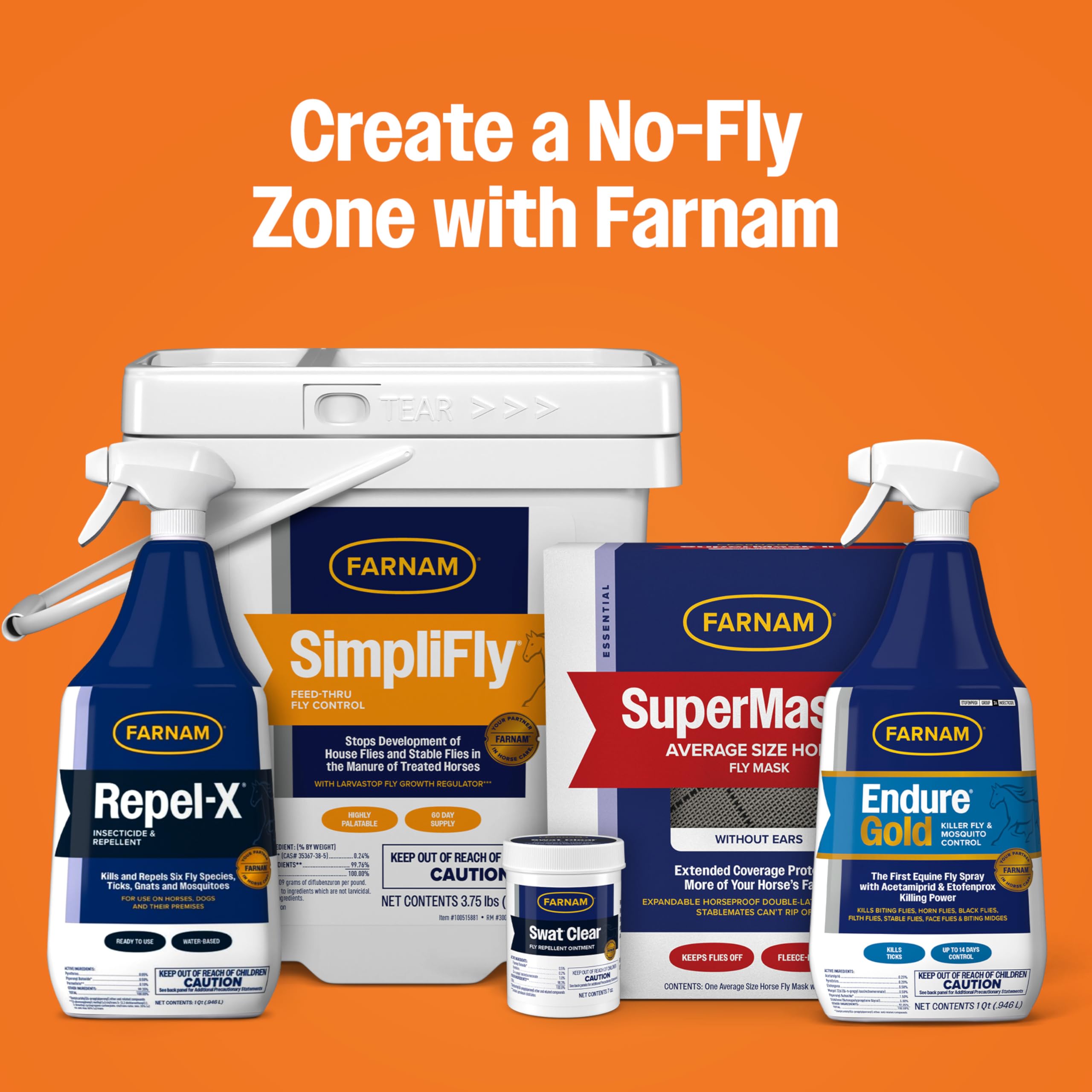 Farnam accesorios con pulverizador y mezcla listos para aplicar en establo