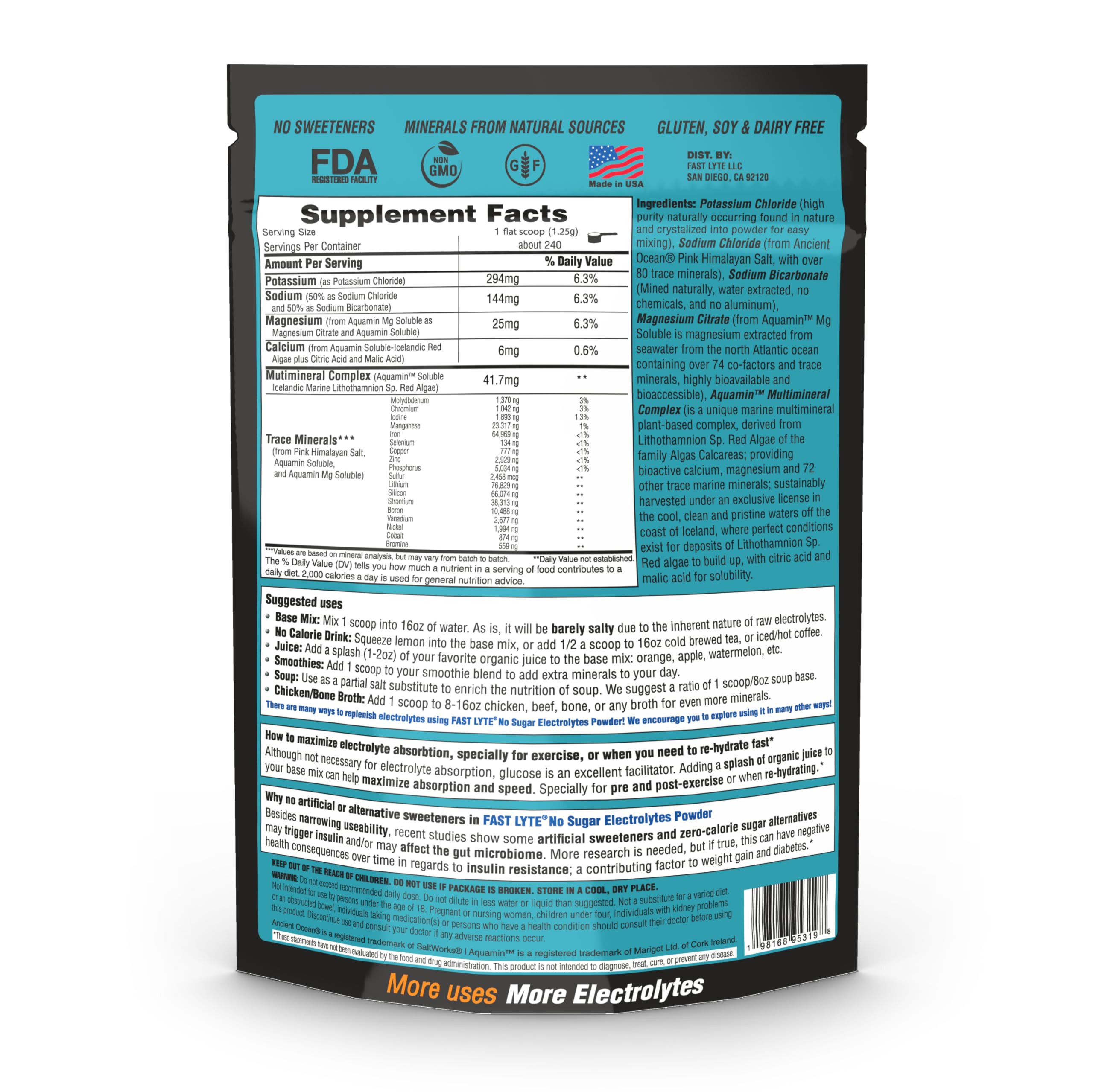 FAST LYTE polvo cercano, textura fina facilita disolución