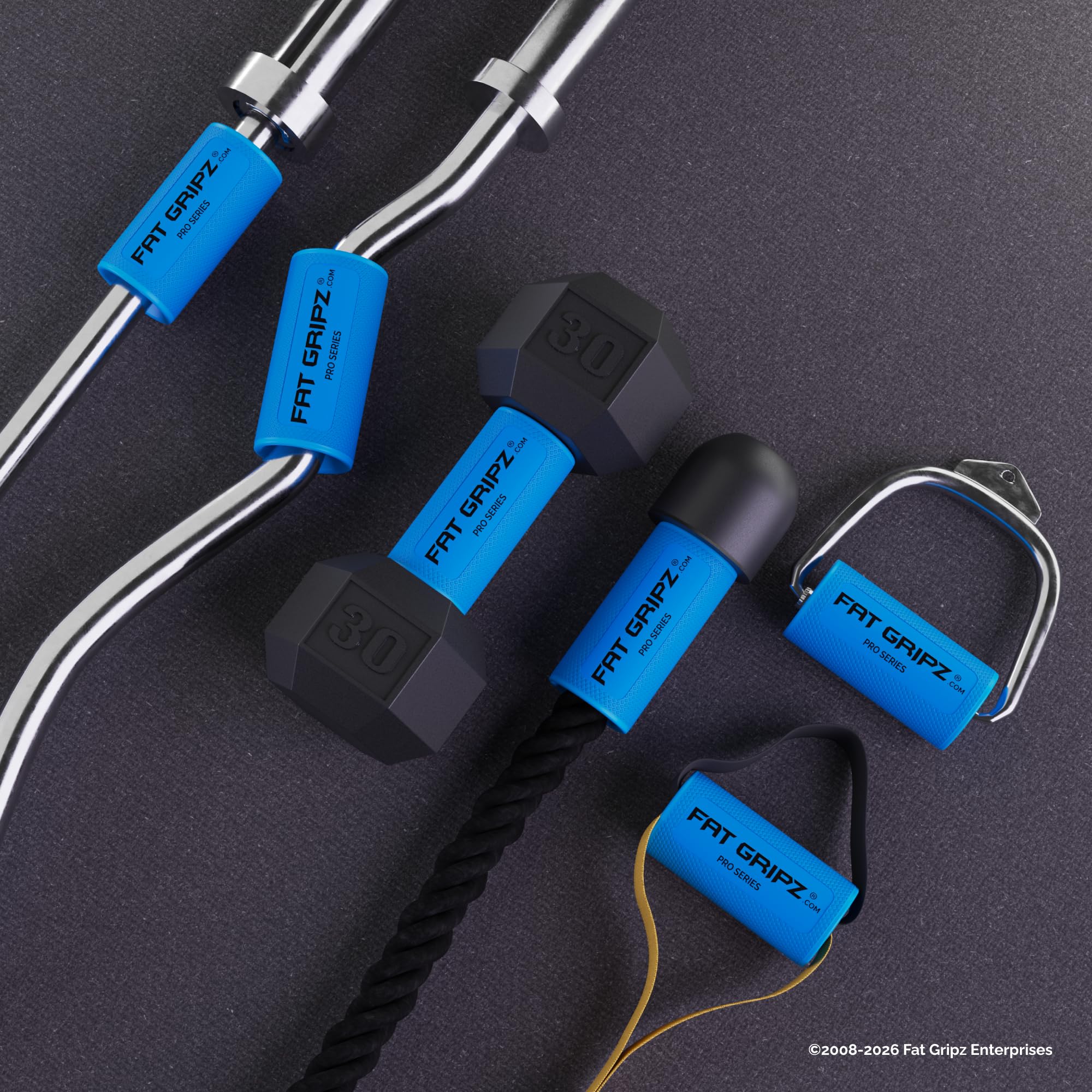 Fat Gripz textura de la goma en primer plano, durabilidad y agarre firme