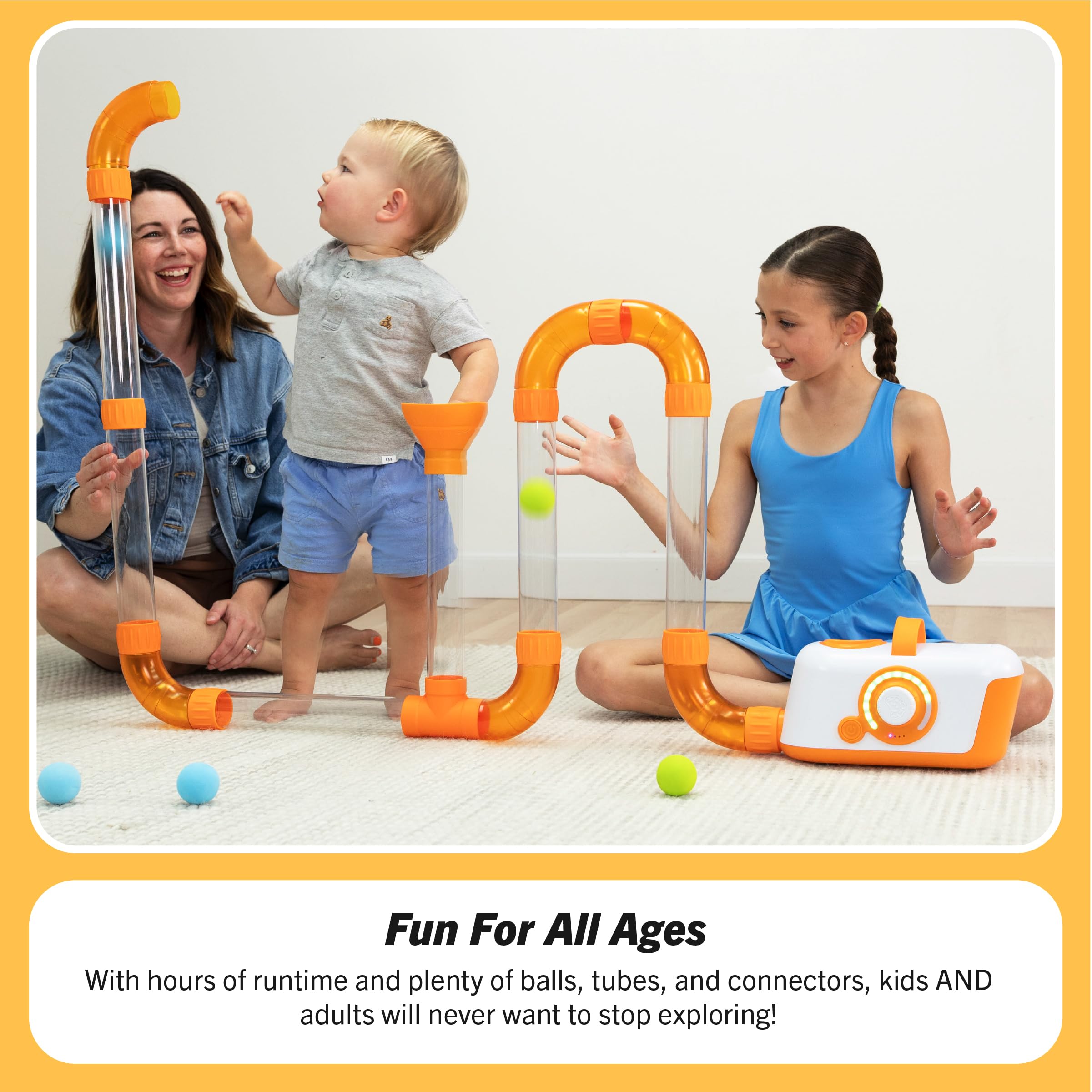 Fat Brain Toys primer plano de tubo y encaje para durabilidad visible