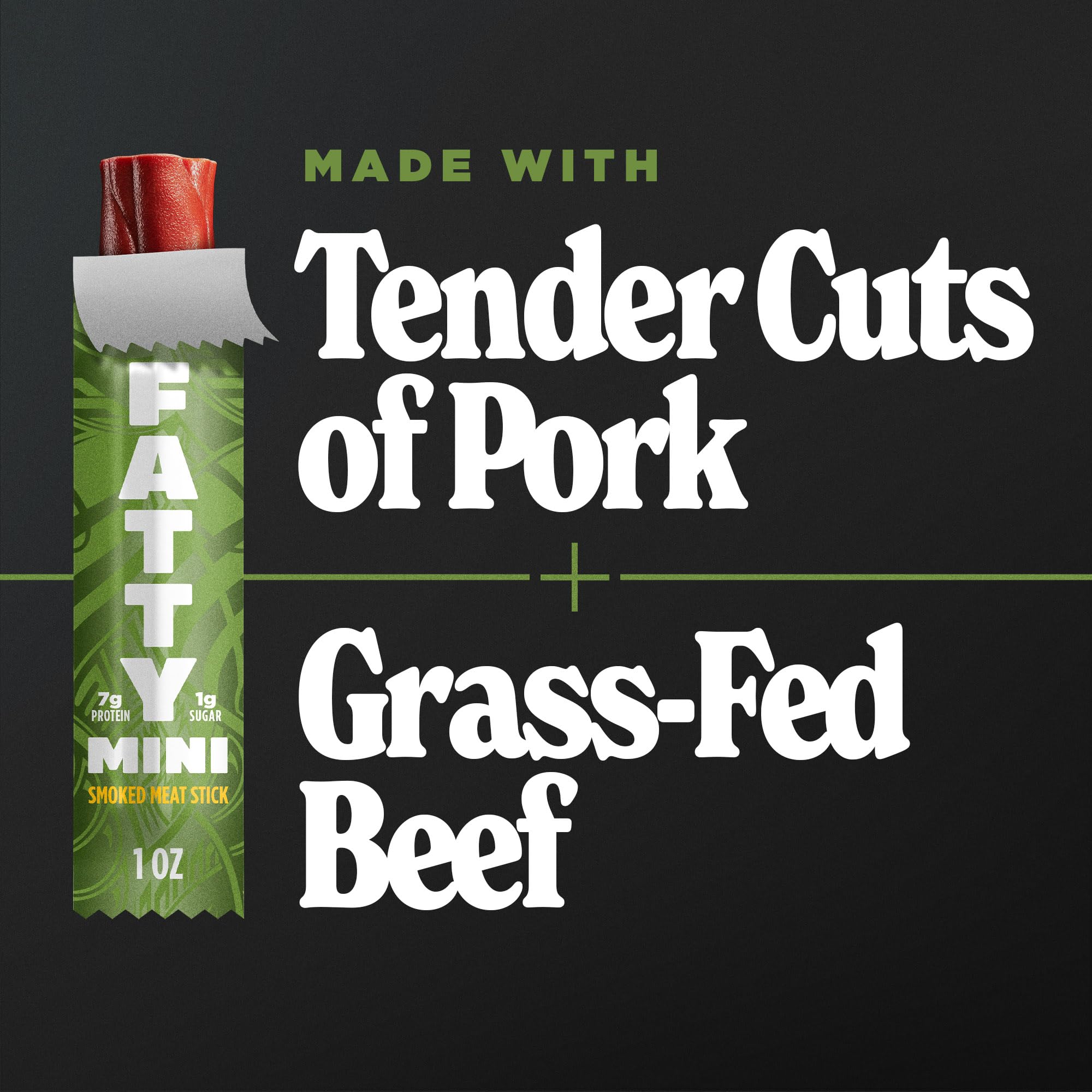 FATTY ingredientes: res alimentada con pasto y condimentos naturales visibles