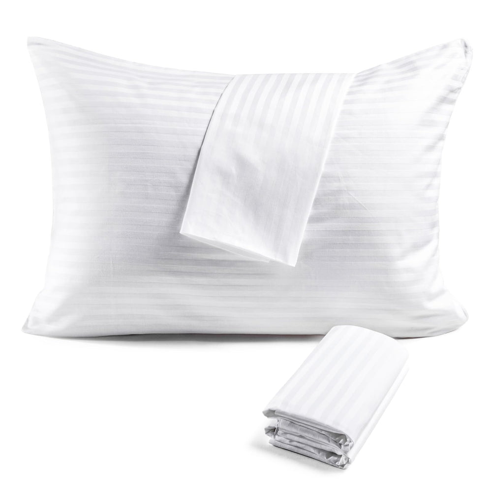 FAUNNA vista frontal del protector de almohada king mostrando acabado blanco y elegante