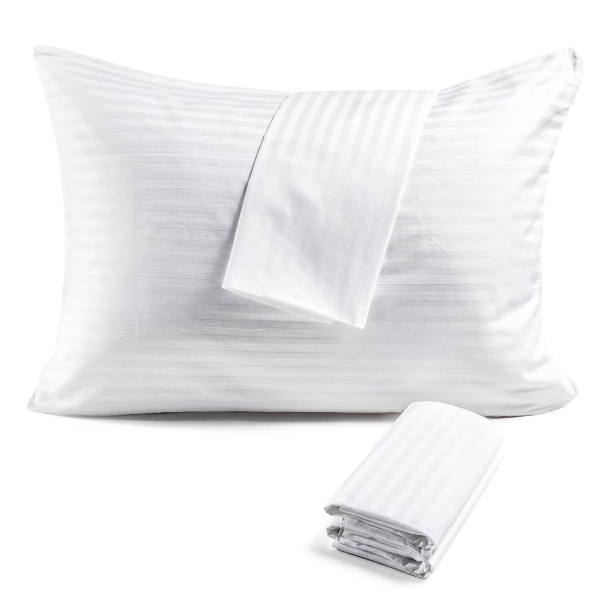 FAUNNA vista frontal del protector de almohada king mostrando acabado blanco y elegante