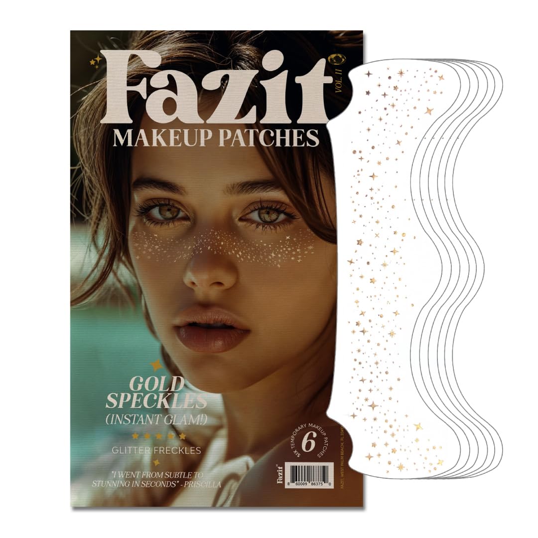 Fazit empaque frontal mostrando parches dorados y diseño atractivo