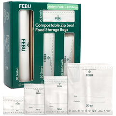 FEBU empaque frontal que muestra el pack de 260 unidades y sus beneficios ecológicos