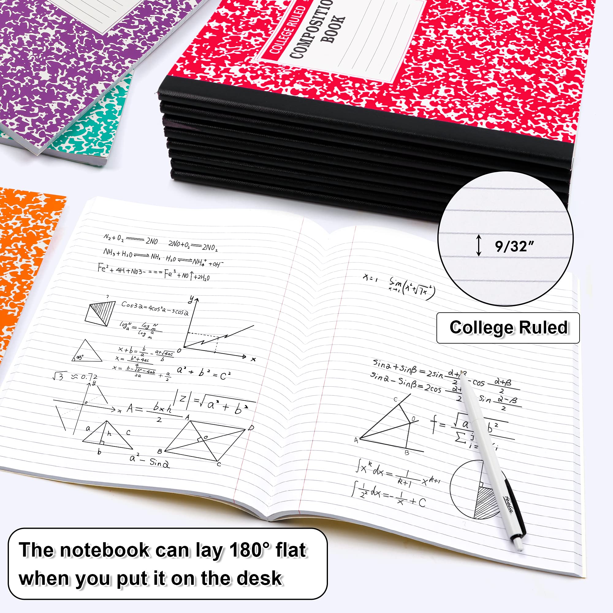 feela open pages showing college-ruled lines and generous page count for notes