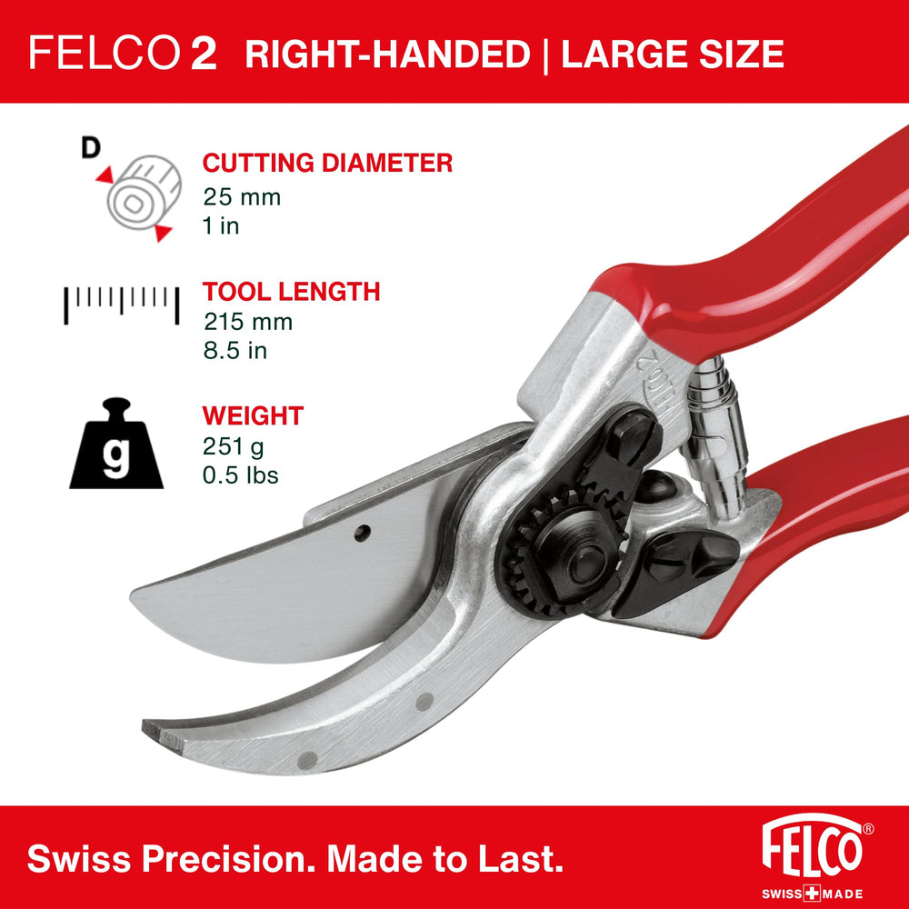 FELCO F2 mango de aluminio forjado ligero que reduce la fatiga en la jardinería