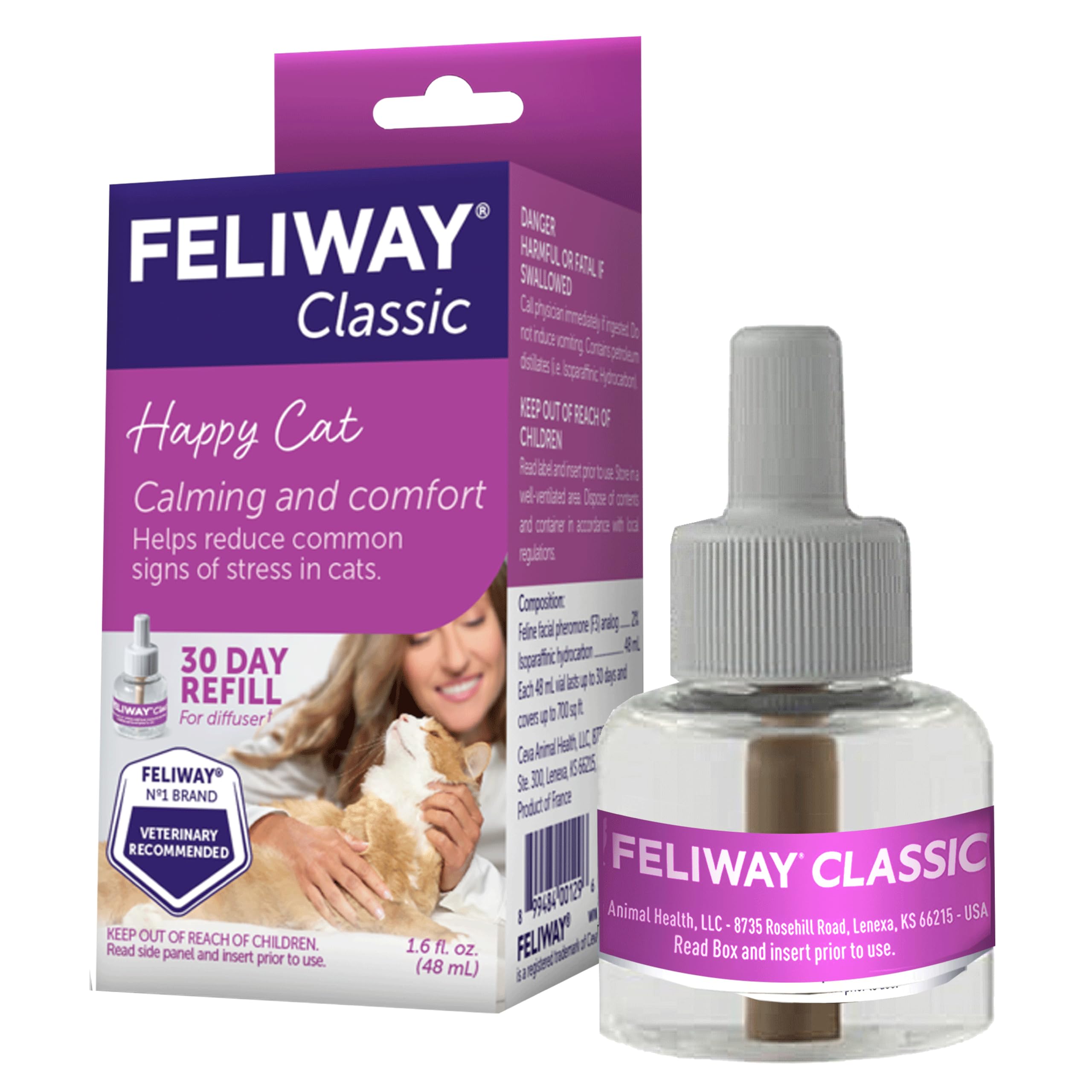 FELIWAY front packaging showing calming pheromone refill benefit