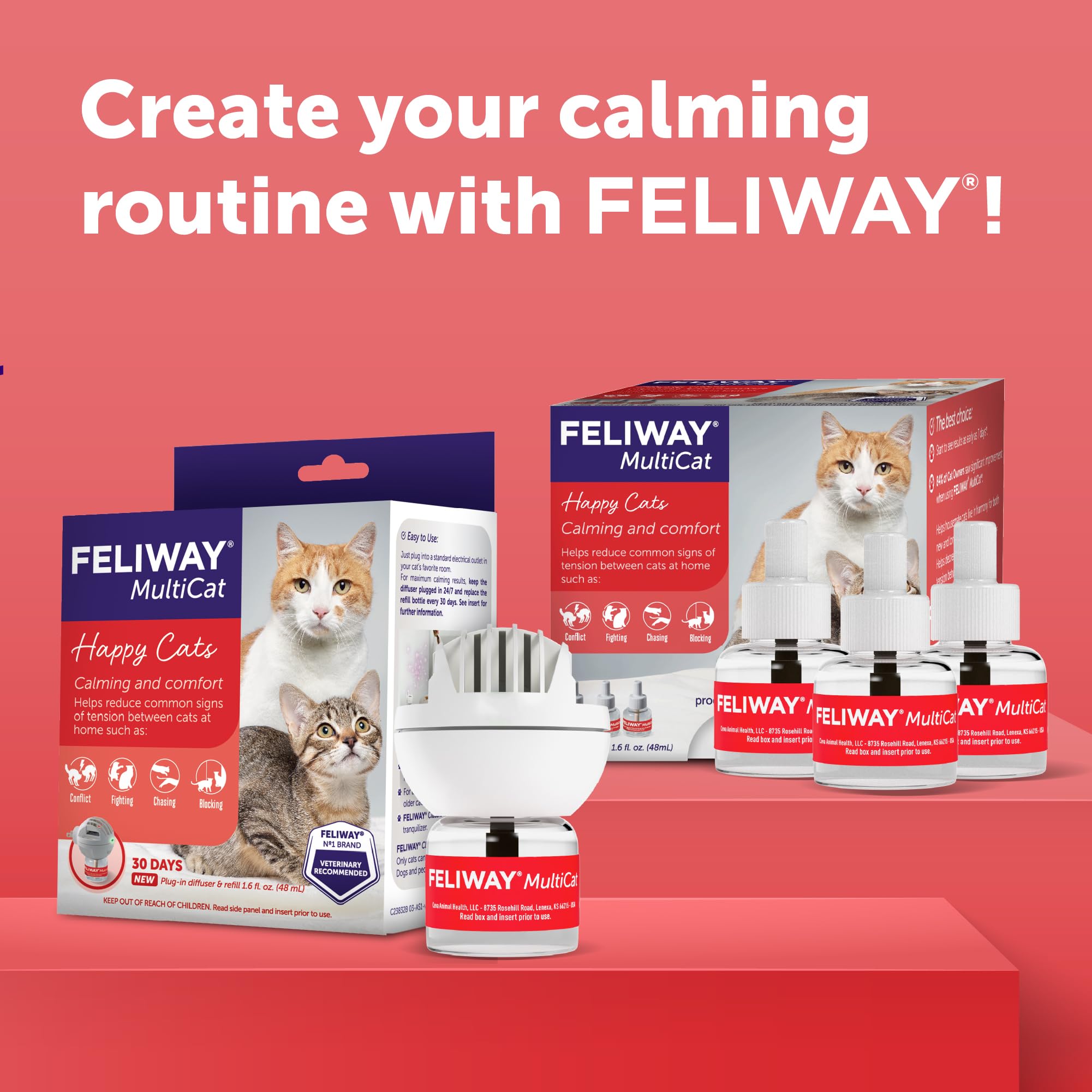 FELIWAY MultiCat embalaje 3 pack abierto listo para reemplazar repuestos rápidamente