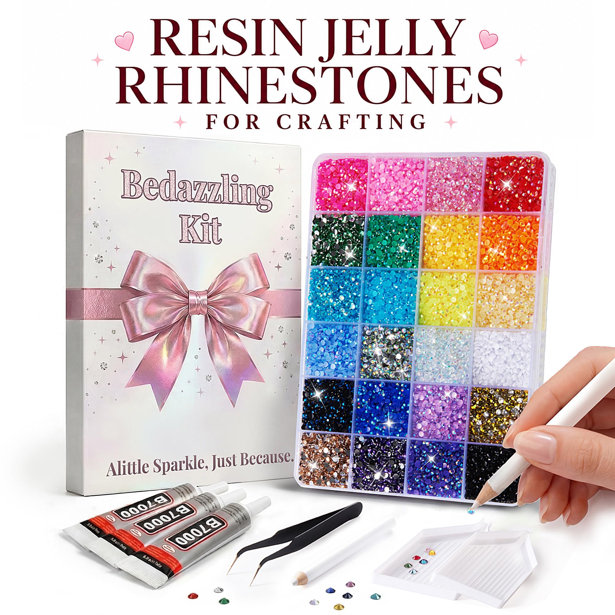 FELLOWEAN primer plano de rhinestones jelly de 3mm mostrando brillo y textura