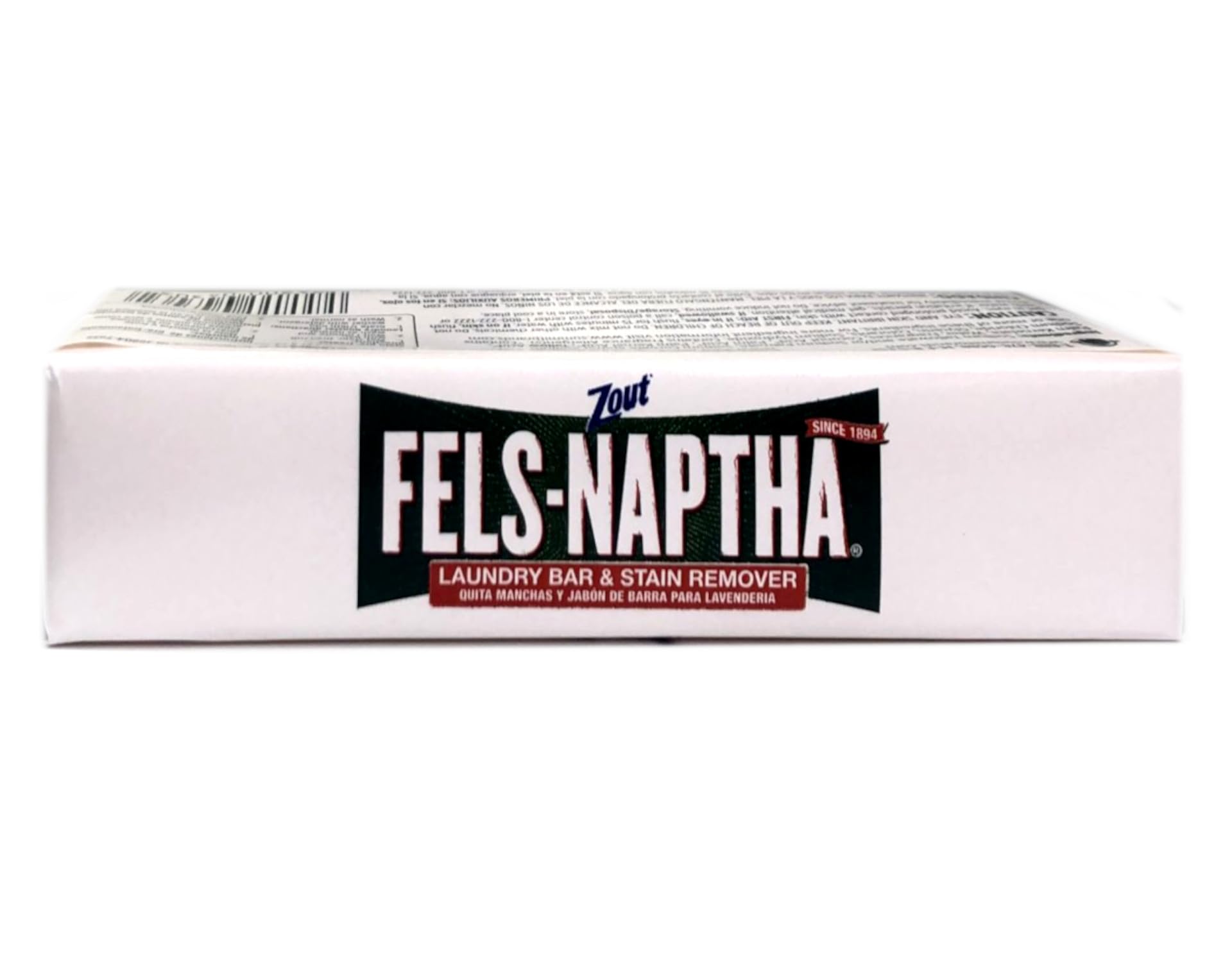 Etiqueta Fels Naptha con información y consejos de uso visible para uso seguro y eficaz