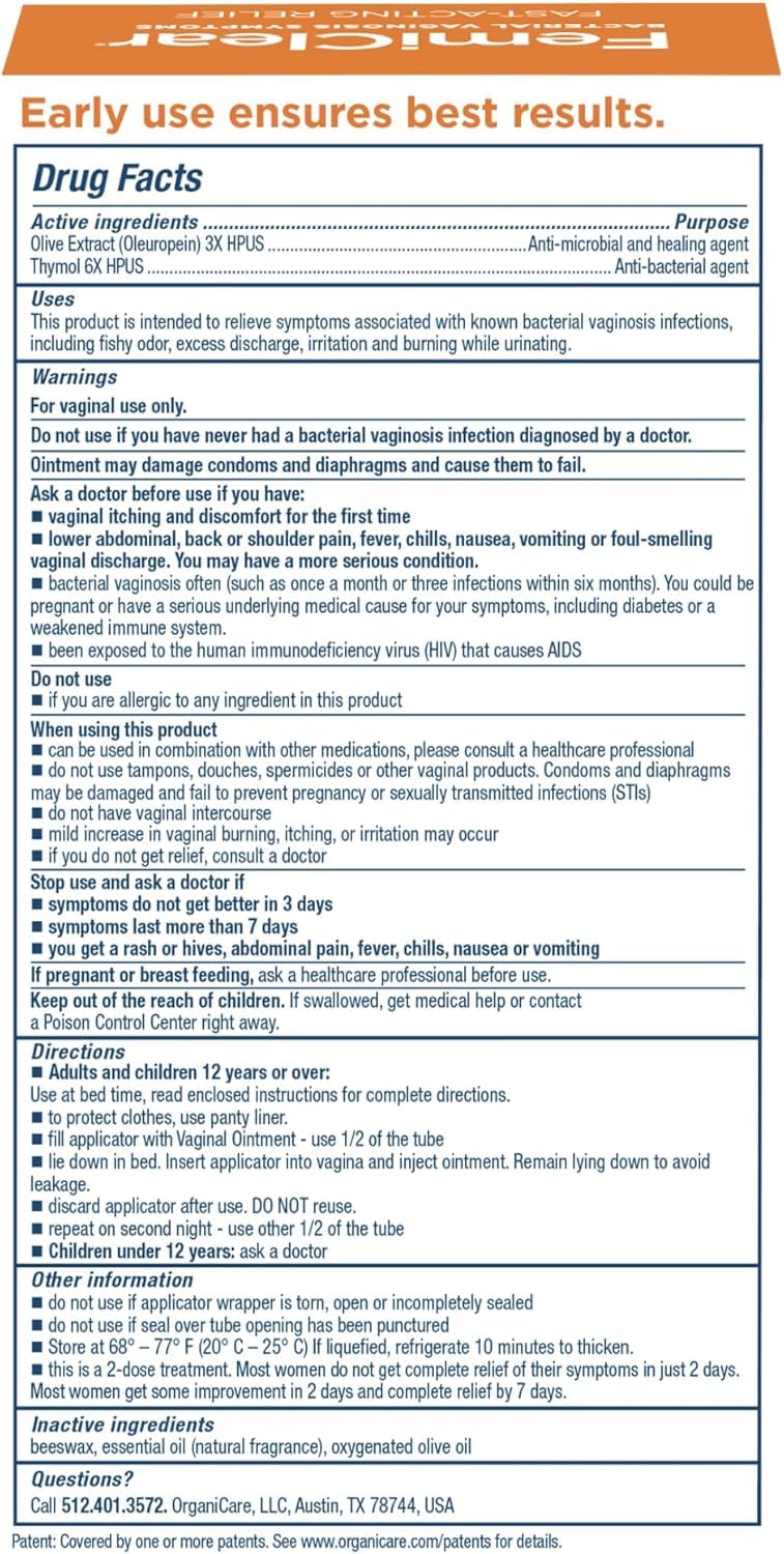 FemiClear empaque con instrucciones claras para aplicación segura