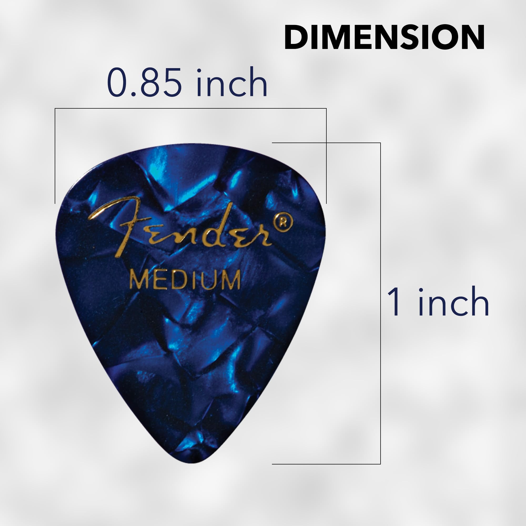 Fender etiqueta con calibres Thin Medium Heavy para identificación rápida