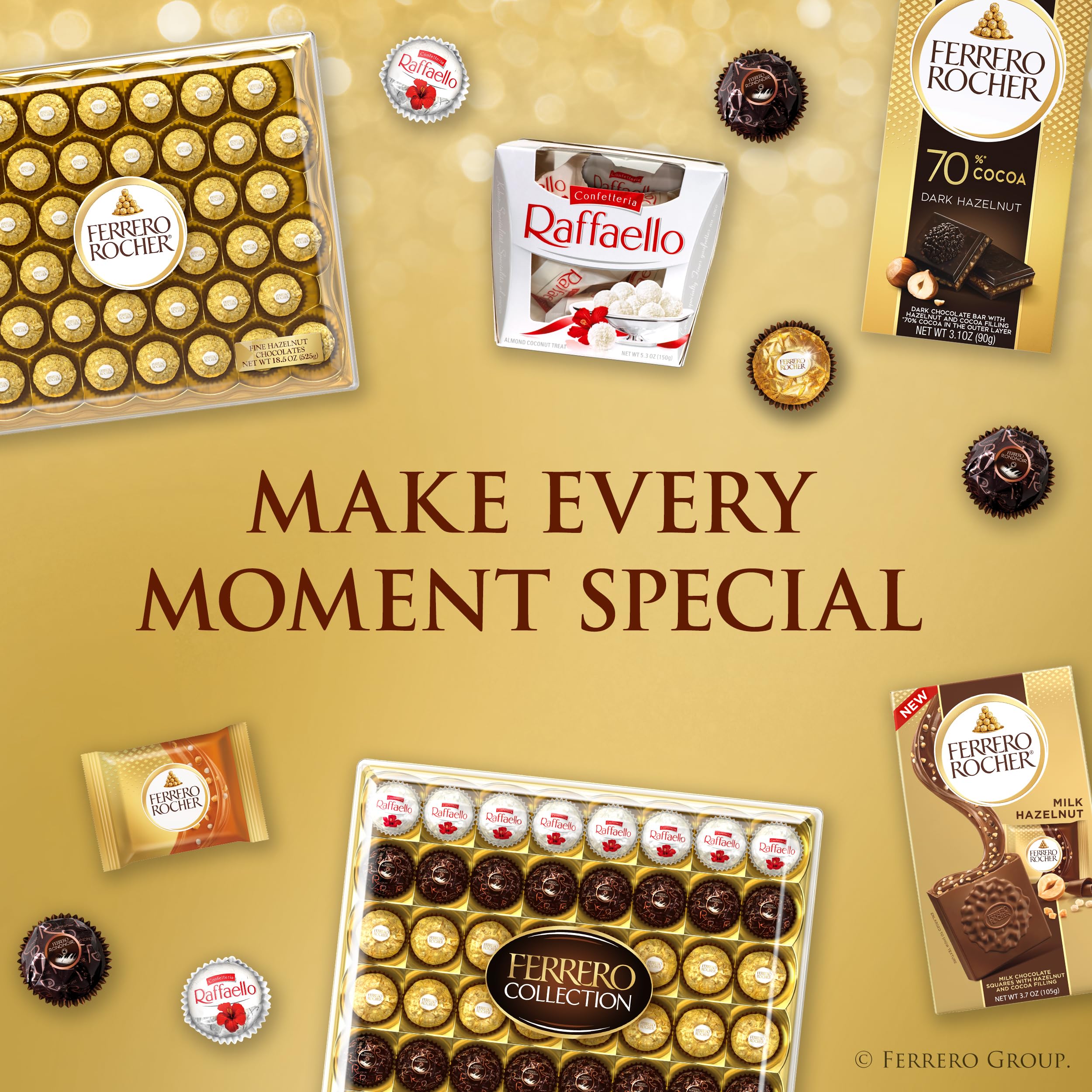 Ferrero Rocher arranged in gift basket styled for holiday giving and festive presentation