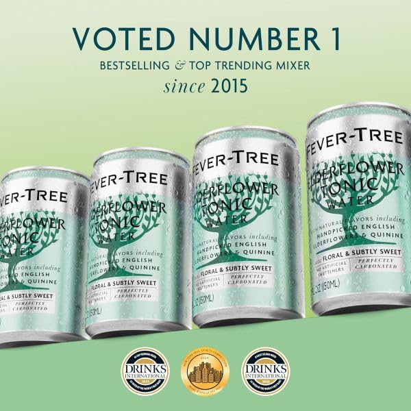 Fever-Tree tónica en copa con garnish realzando uso en cócteles