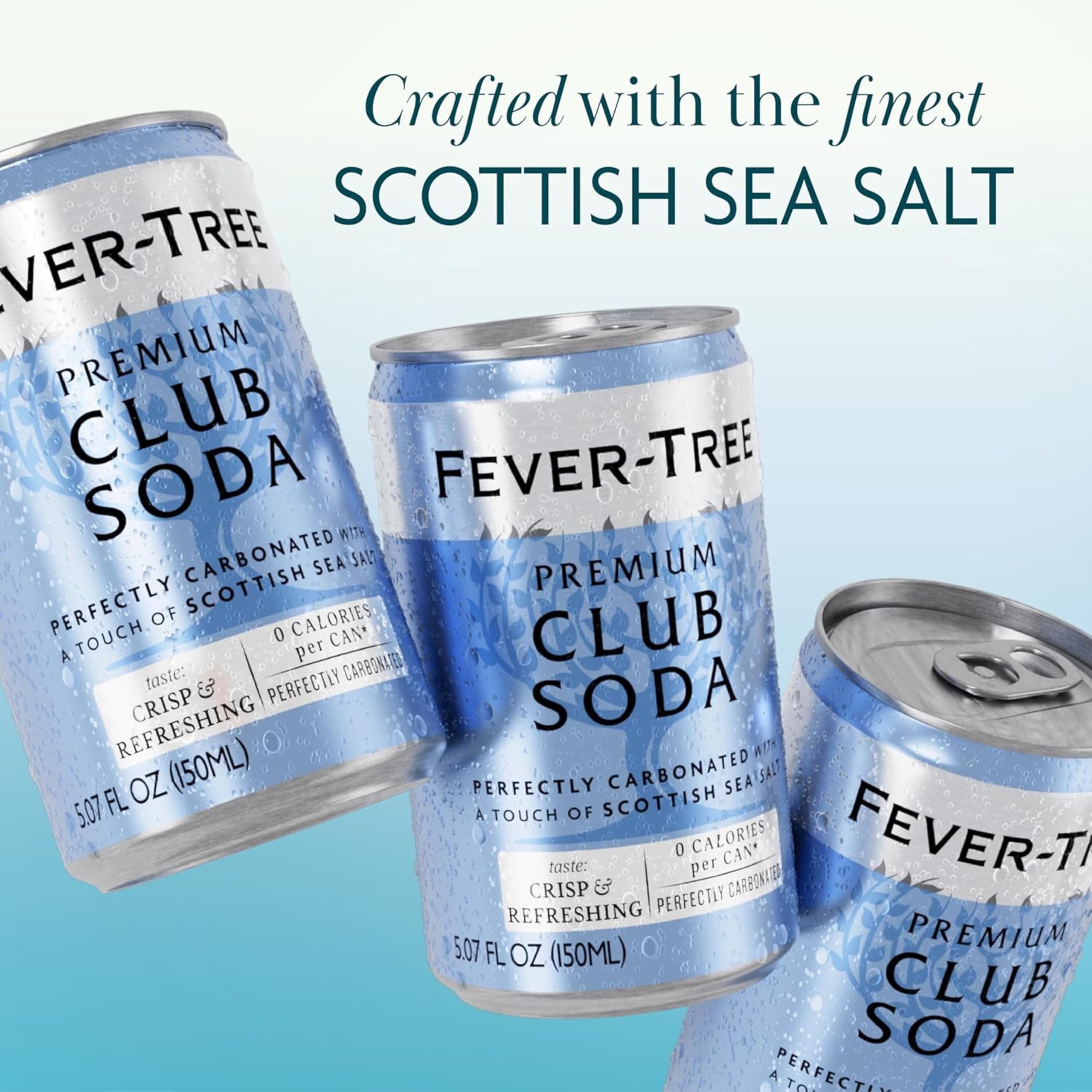 Fever-Tree lata en mano para comparar tamaño y facilidad de servicio en reuniones