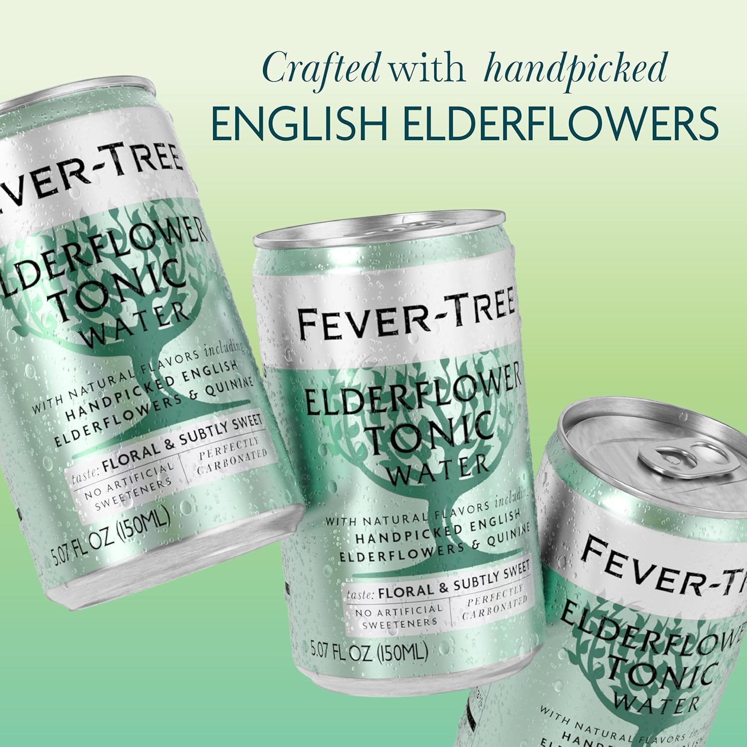 Fever-Tree lata en mano mostrando tamaño práctico y porción individual