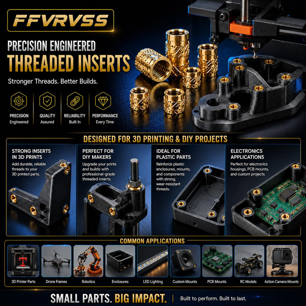 FFVRVSS inserto instalado en pieza impresa demostrando su sujeción resistente