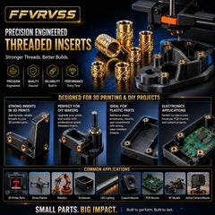 FFVRVSS inserto instalado en pieza impresa demostrando su sujeción resistente