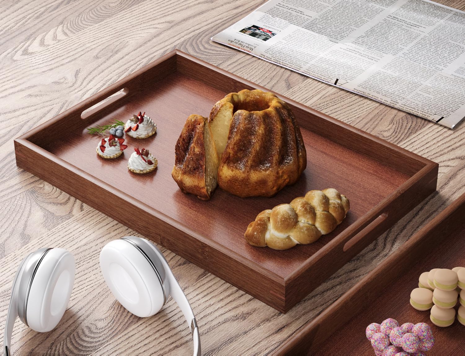 Fibogollo bandeja junto a taza para comparar tamaño y capacidad