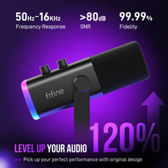 FIFINE AmpliGame AM8 base con perillas y botones para control rápido